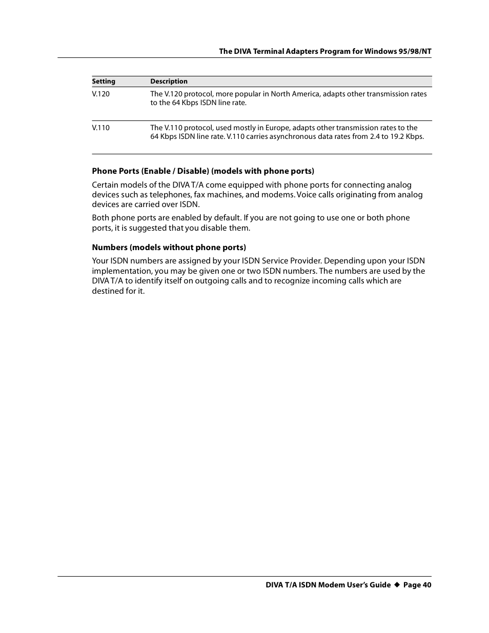 Eicon Networks DIVA T/A ISDN User Manual | Page 40 / 146