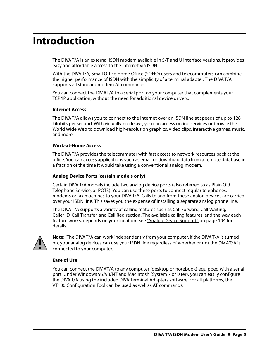 Introduction | Eicon Networks DIVA T/A ISDN User Manual | Page 5 / 146