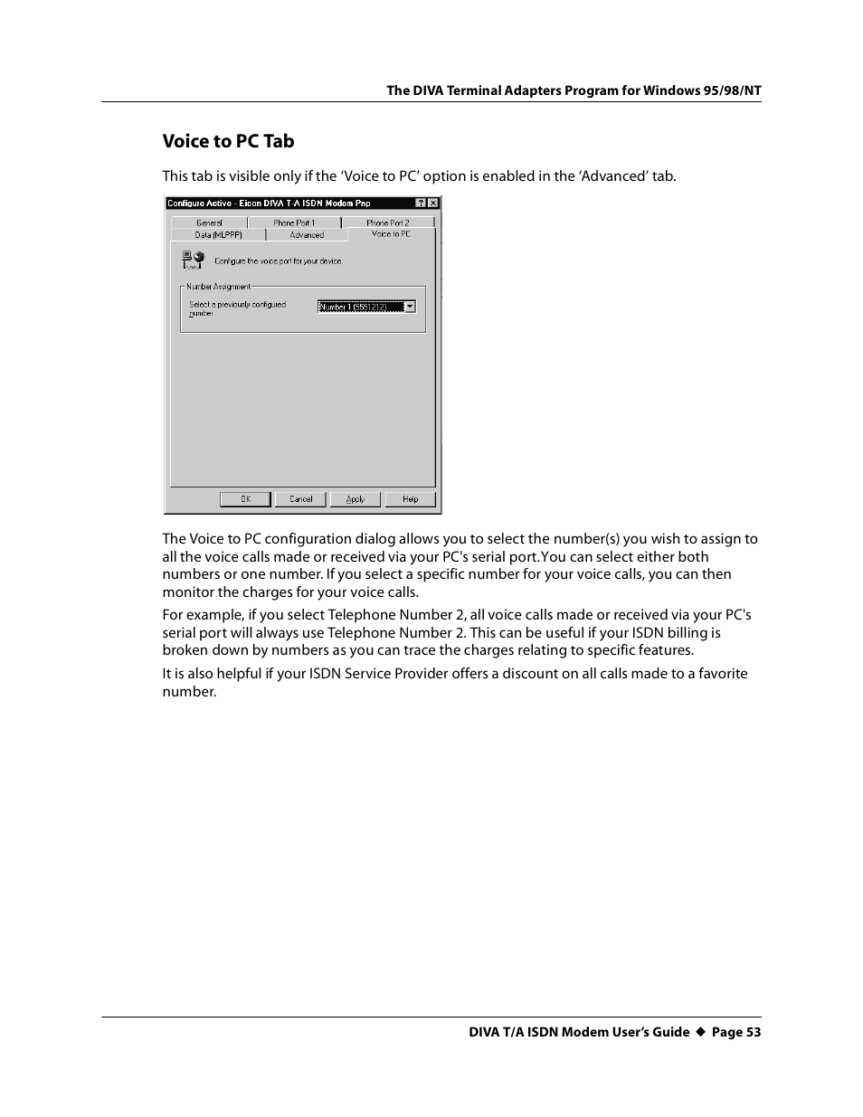 Voice to pc tab | Eicon Networks DIVA T/A ISDN User Manual | Page 53 / 146