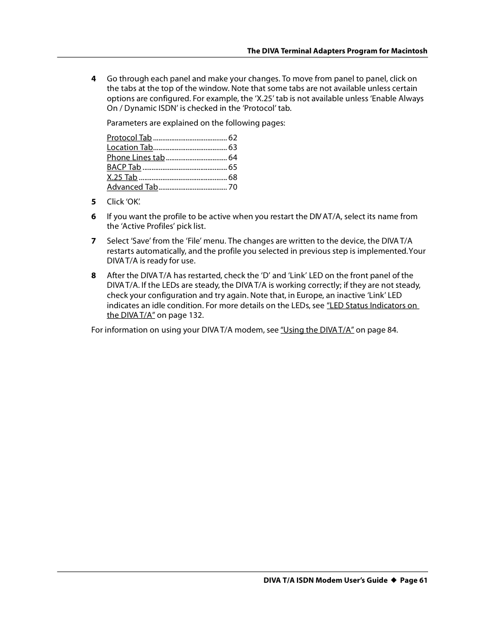 Eicon Networks DIVA T/A ISDN User Manual | Page 61 / 146