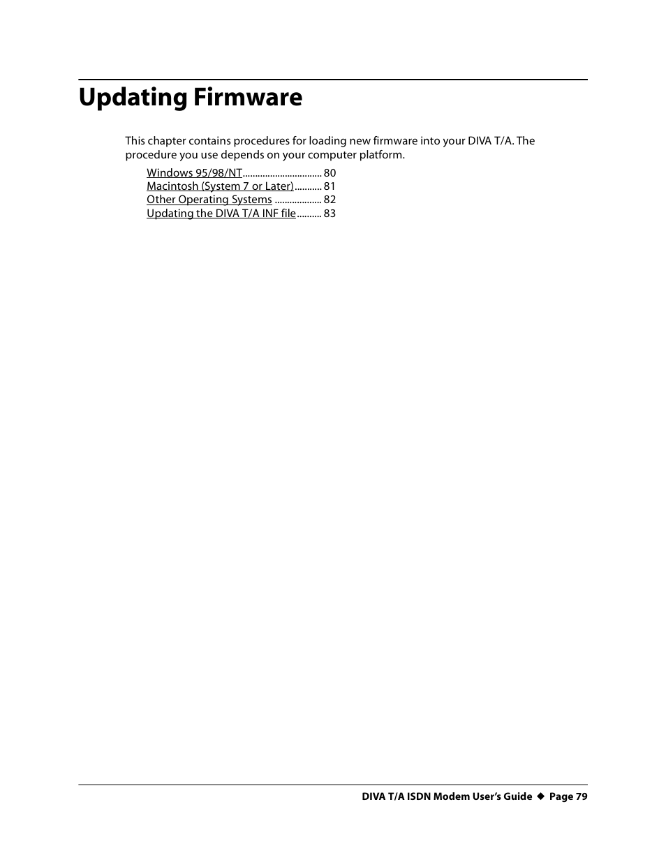 Updating firmware | Eicon Networks DIVA T/A ISDN User Manual | Page 79 / 146