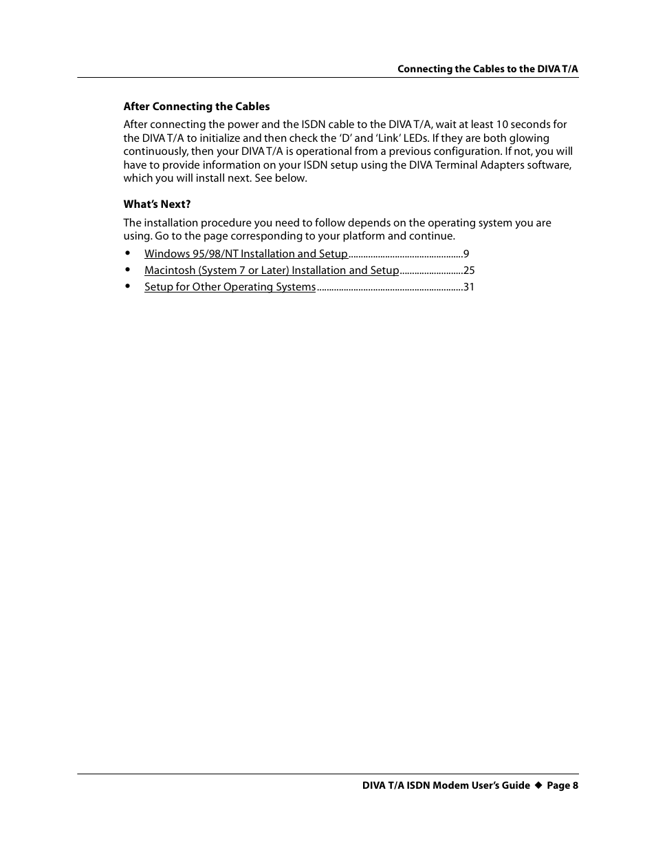 Eicon Networks DIVA T/A ISDN User Manual | Page 8 / 146