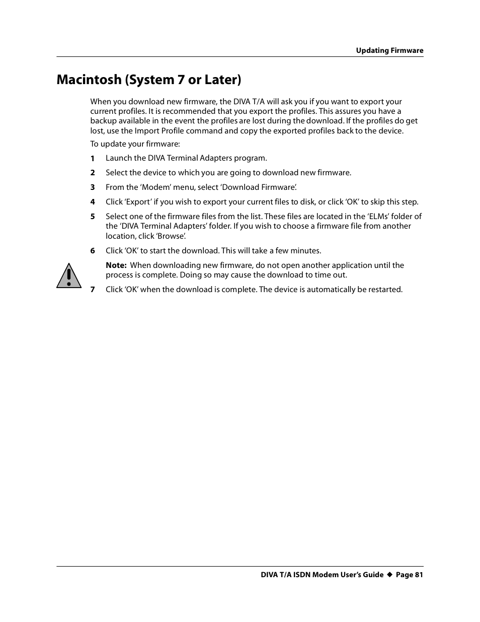 Macintosh (system 7 or later) | Eicon Networks DIVA T/A ISDN User Manual | Page 81 / 146