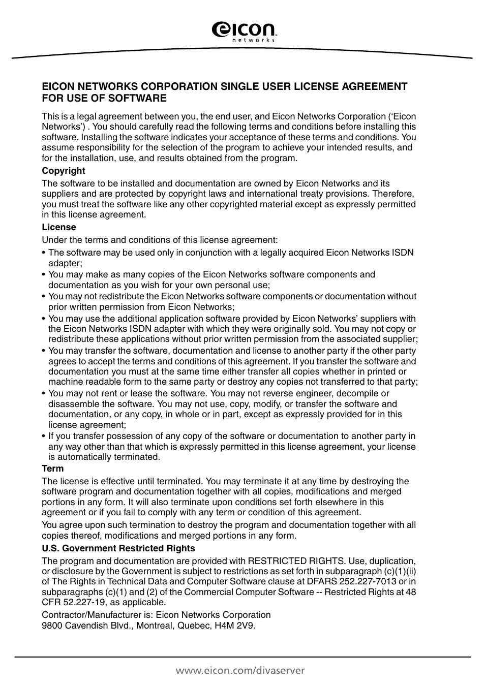 Eicon Networks Diva Server Adapters User Manual | Page 3 / 24