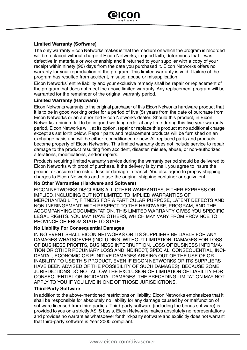 Eicon Networks Diva Server Adapters User Manual | Page 4 / 24