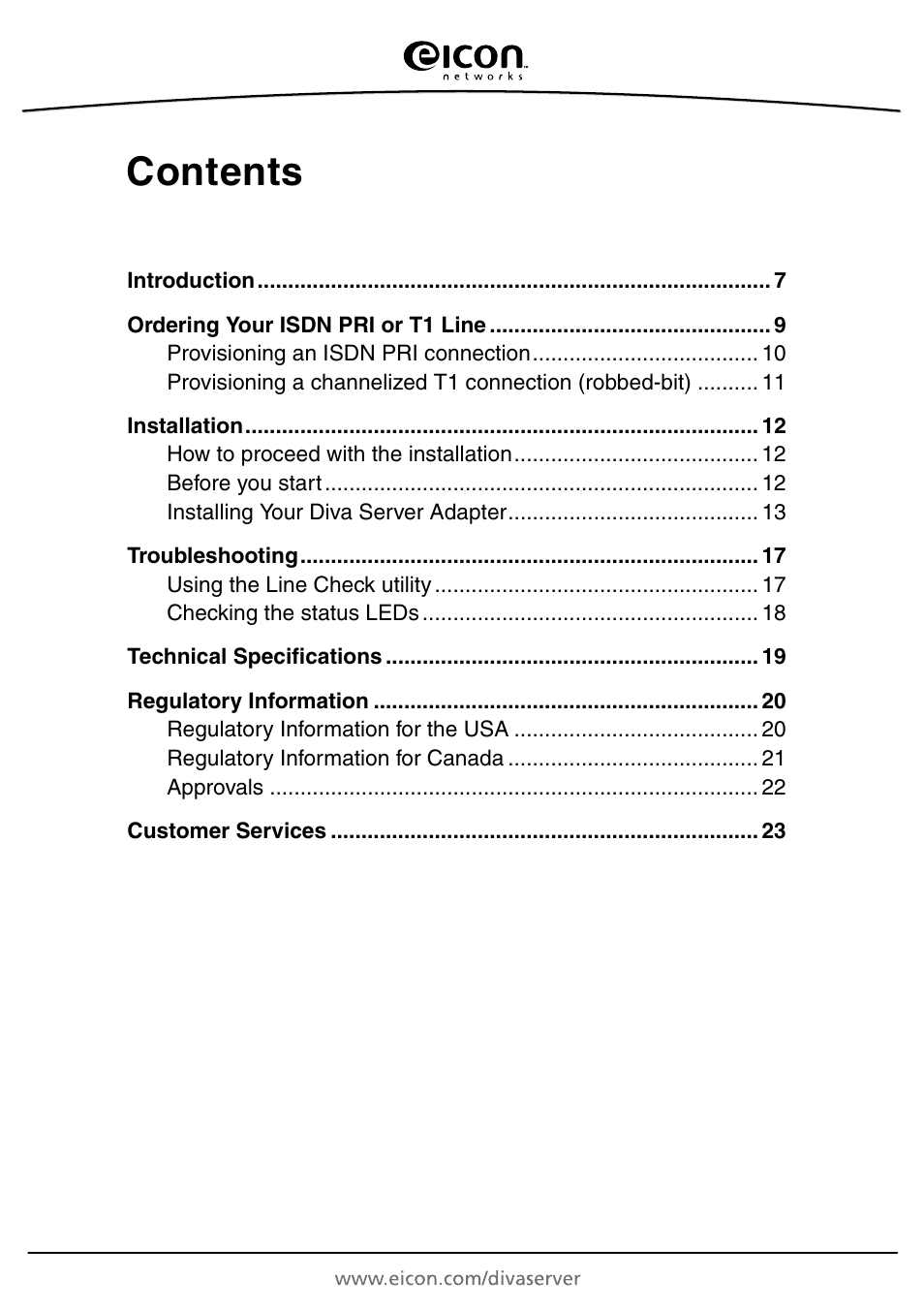 Eicon Networks Diva Server Adapters User Manual | Page 6 / 24
