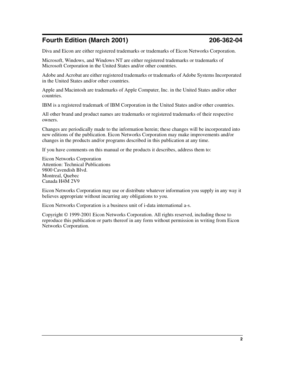 Eicon Networks Diva 2430 User Manual | Page 2 / 68