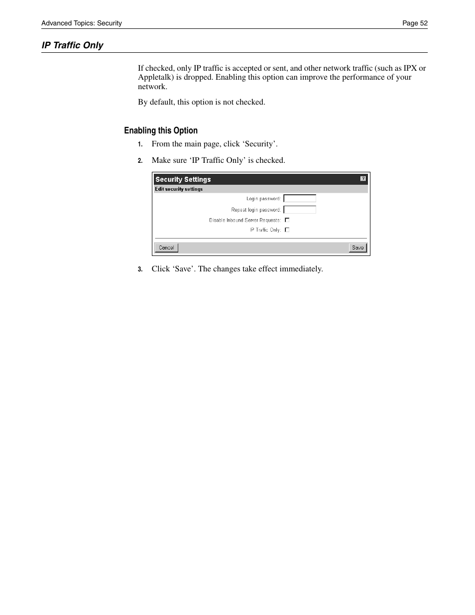 Ip traffic only | Eicon Networks Diva 2430 User Manual | Page 52 / 68