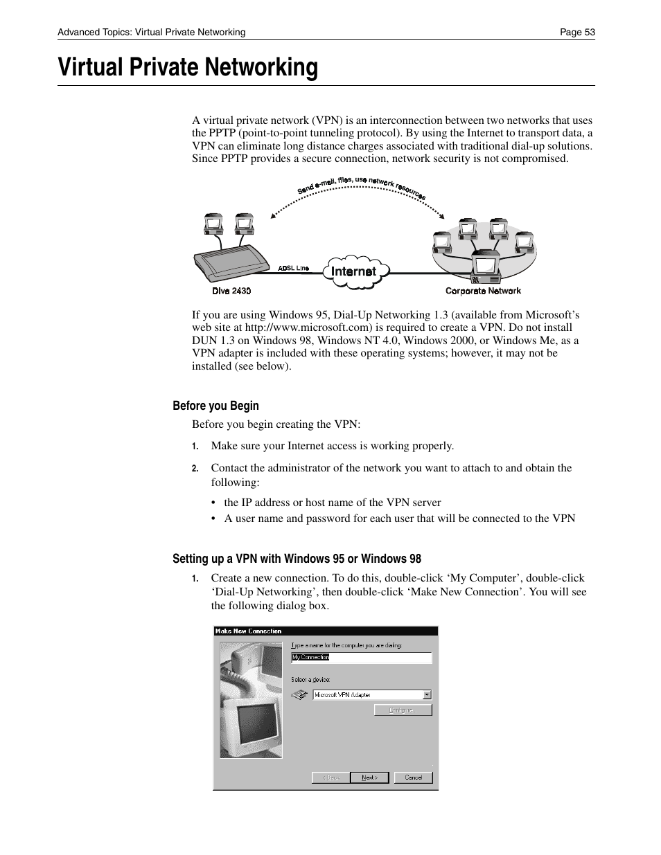Virtual private networking | Eicon Networks Diva 2430 User Manual | Page 53 / 68