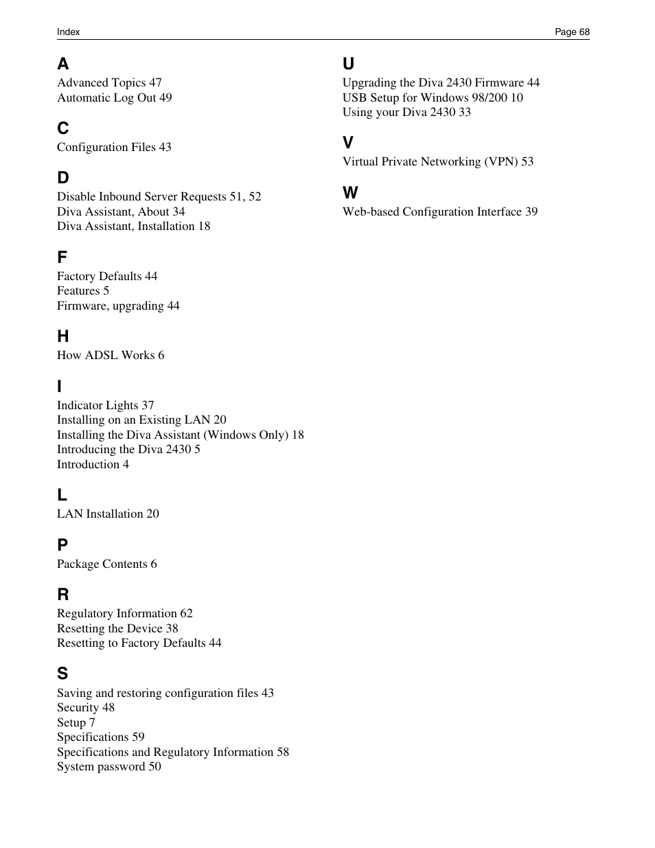 Eicon Networks Diva 2430 User Manual | Page 68 / 68