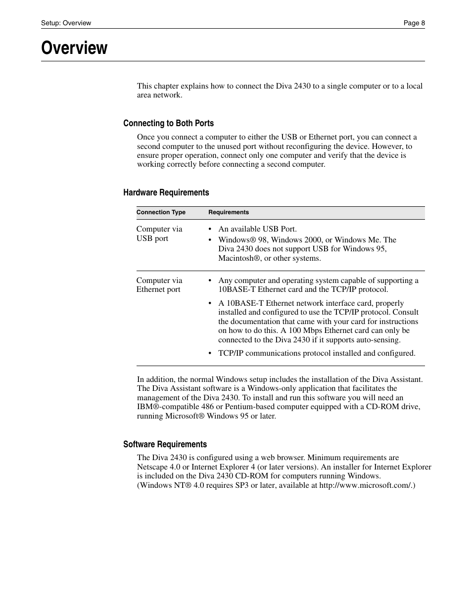 Overview | Eicon Networks Diva 2430 User Manual | Page 8 / 68