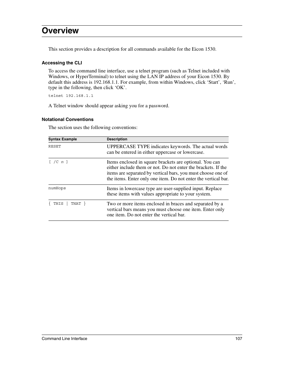 Overview | Eicon Networks 1530 User Manual | Page 107 / 162