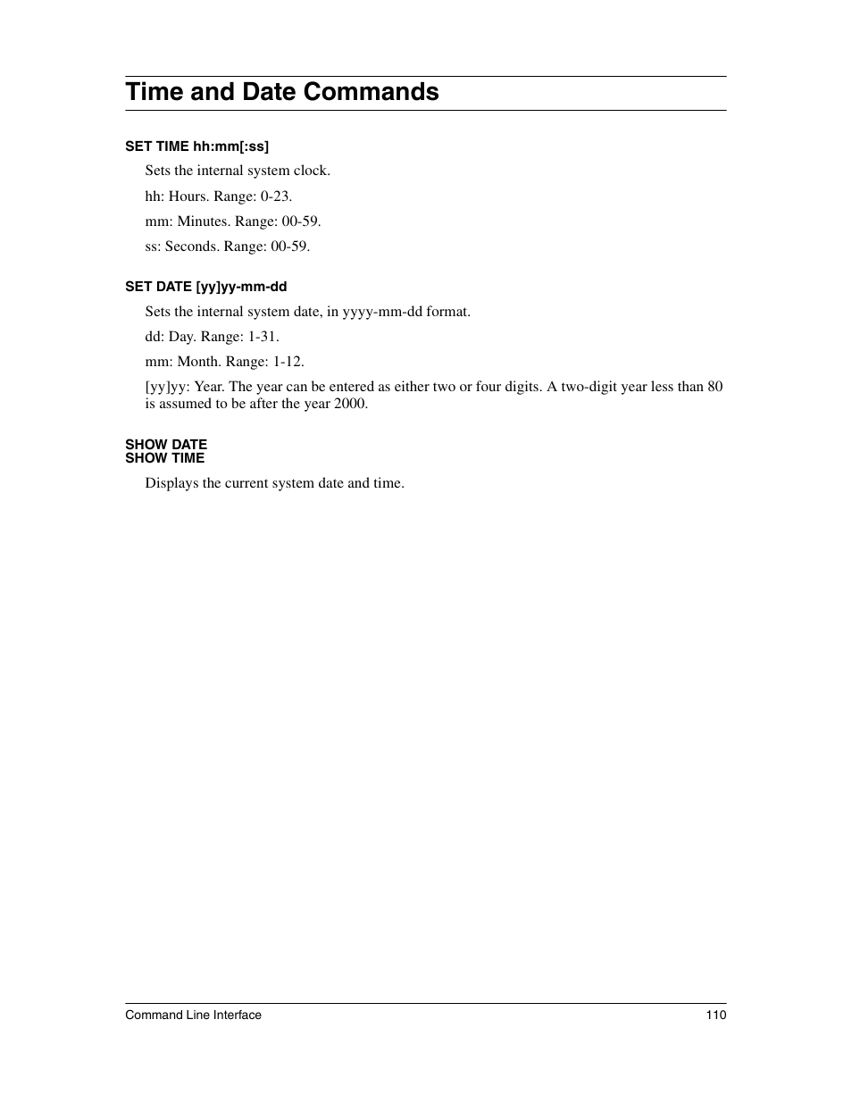 Time and date commands | Eicon Networks 1530 User Manual | Page 110 / 162