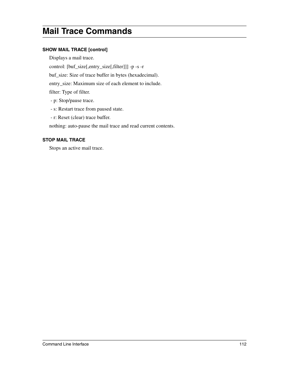 Mail trace commands | Eicon Networks 1530 User Manual | Page 112 / 162