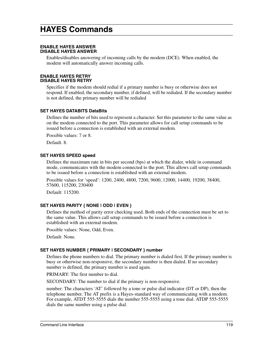 Hayes commands | Eicon Networks 1530 User Manual | Page 119 / 162