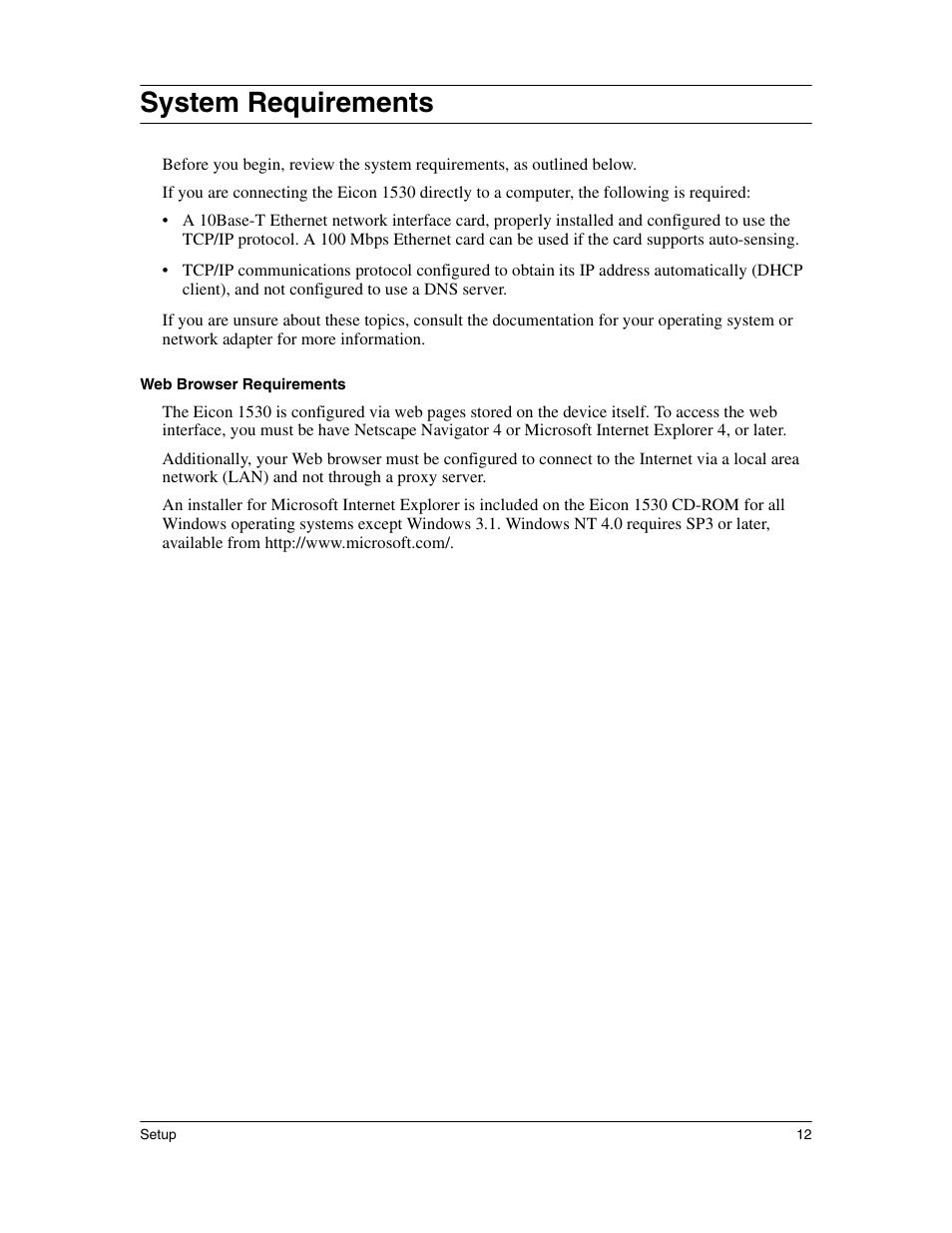 System requirements | Eicon Networks 1530 User Manual | Page 12 / 162
