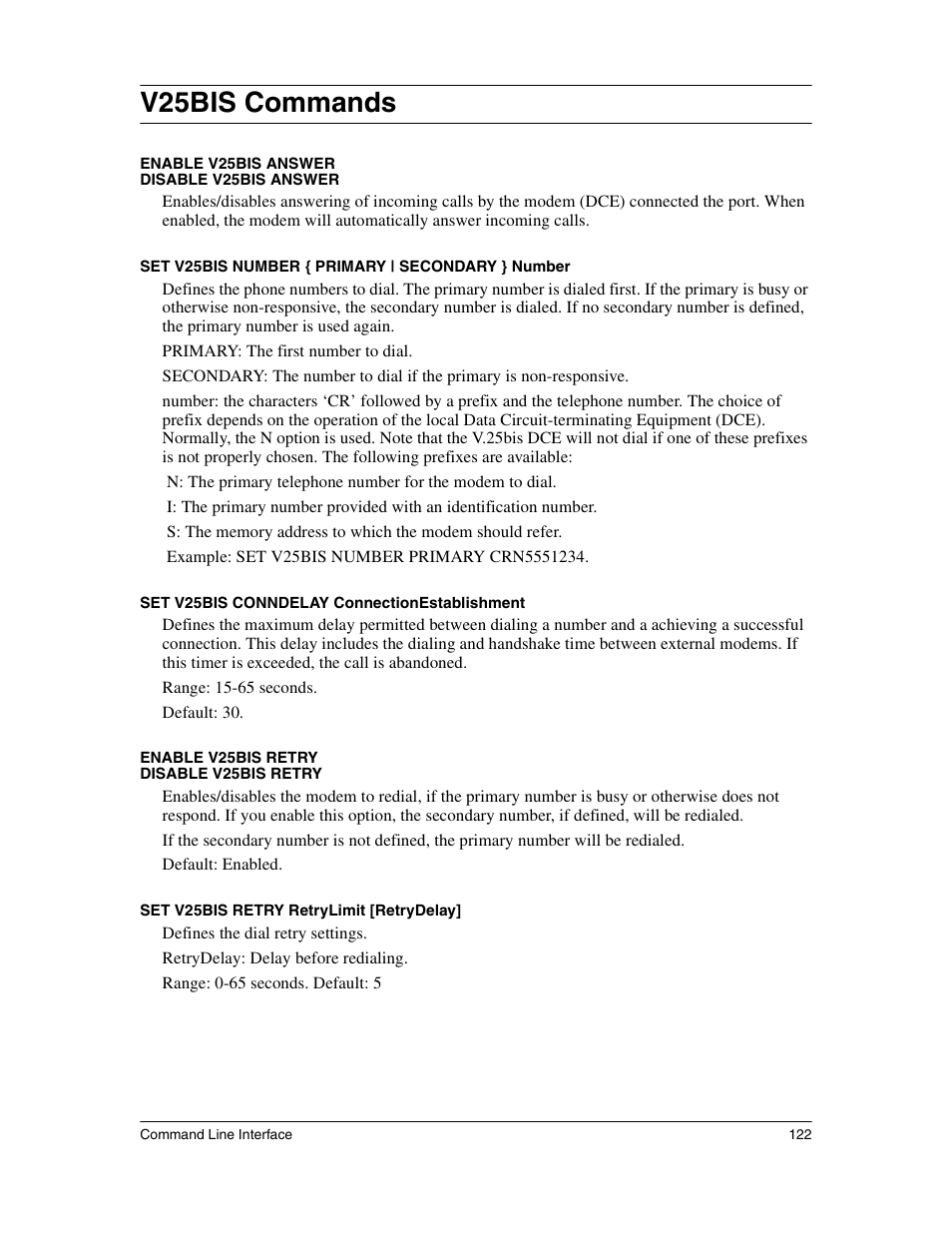 V25bis commands | Eicon Networks 1530 User Manual | Page 122 / 162