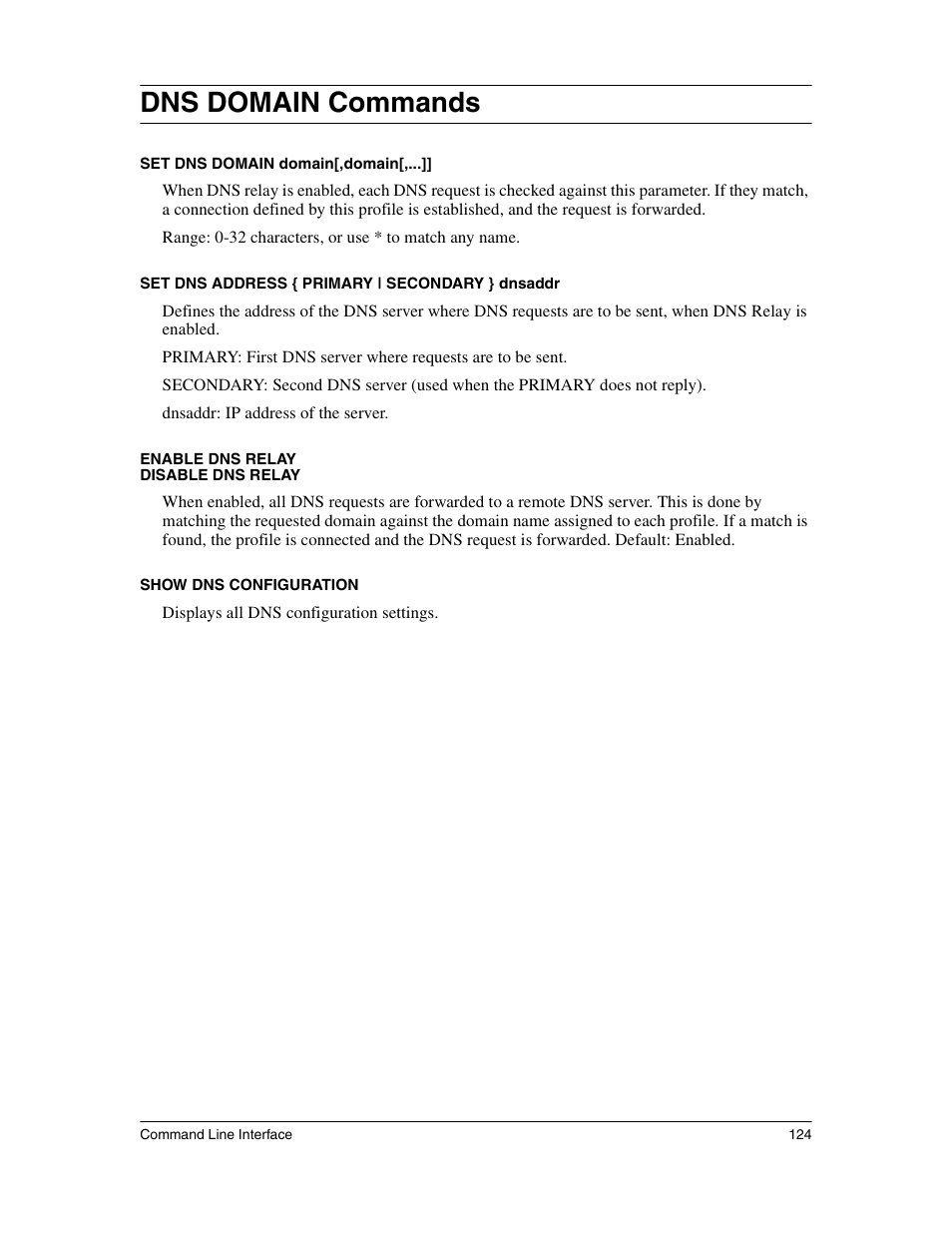 Dns domain commands | Eicon Networks 1530 User Manual | Page 124 / 162