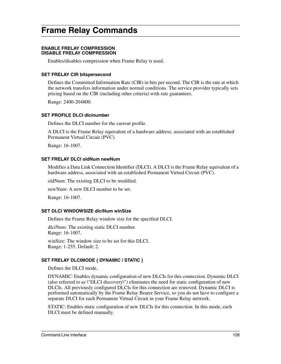 Frame relay commands | Eicon Networks 1530 User Manual | Page 126 / 162