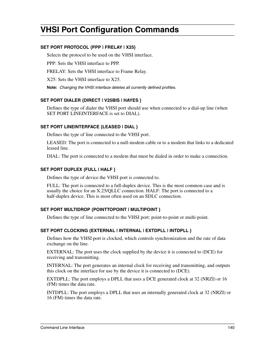 Vhsi port configuration commands | Eicon Networks 1530 User Manual | Page 140 / 162