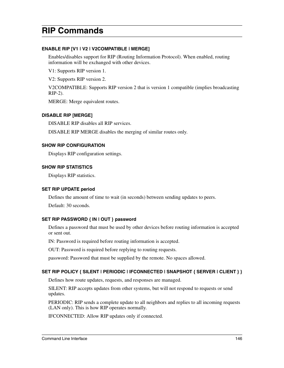 Rip commands | Eicon Networks 1530 User Manual | Page 146 / 162