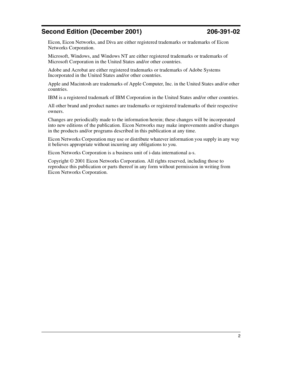 Eicon Networks 1530 User Manual | Page 2 / 162