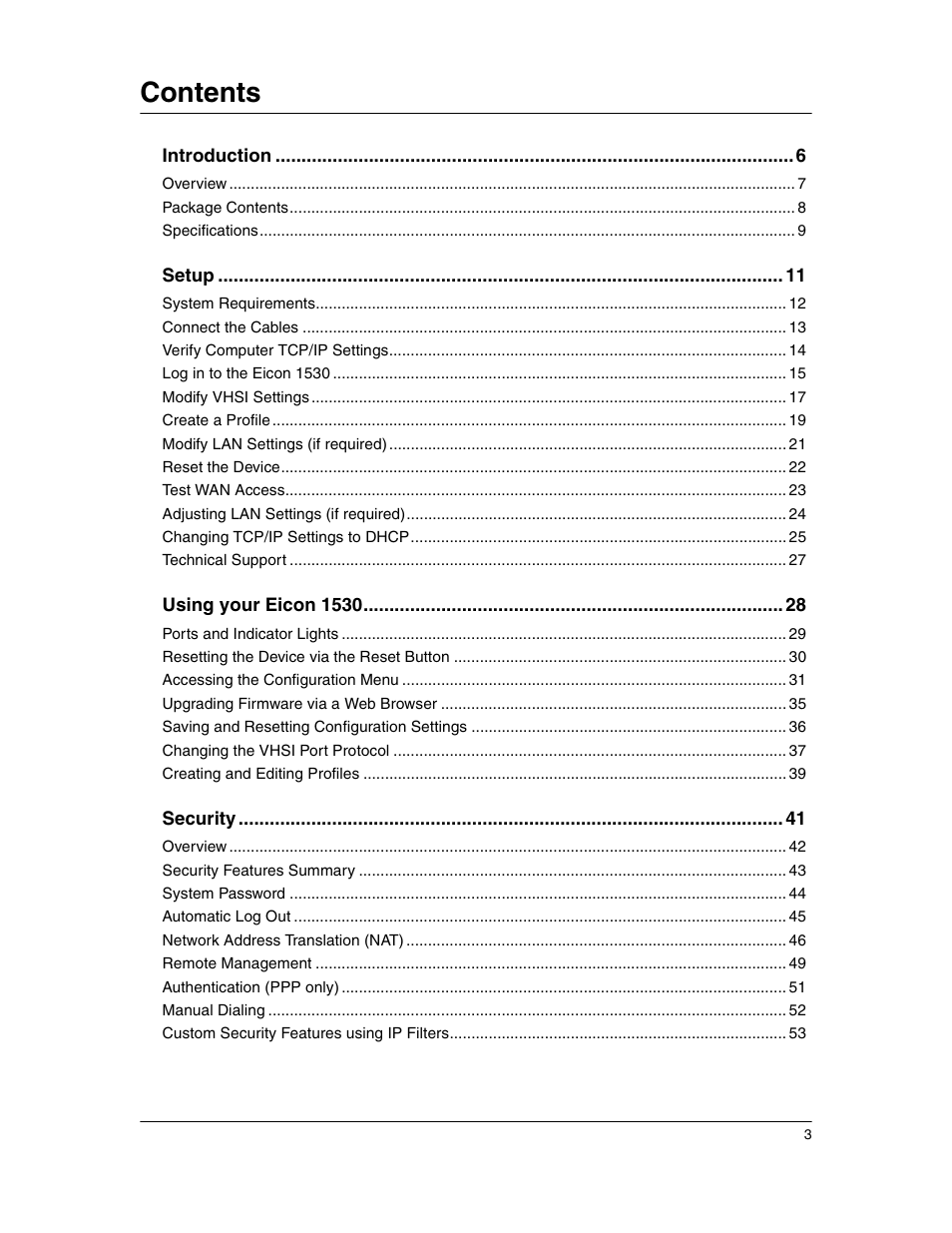 Eicon Networks 1530 User Manual | Page 3 / 162