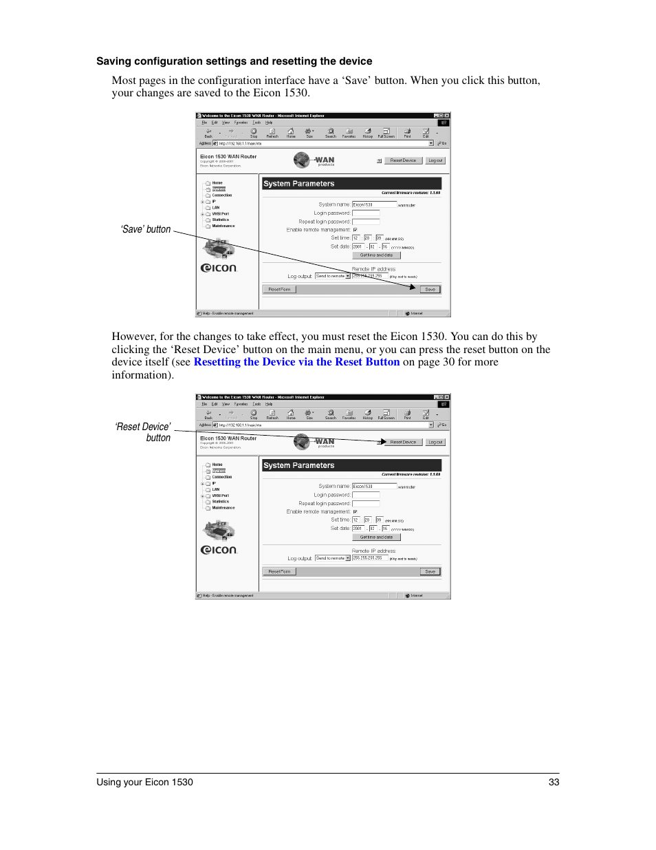 Eicon Networks 1530 User Manual | Page 33 / 162