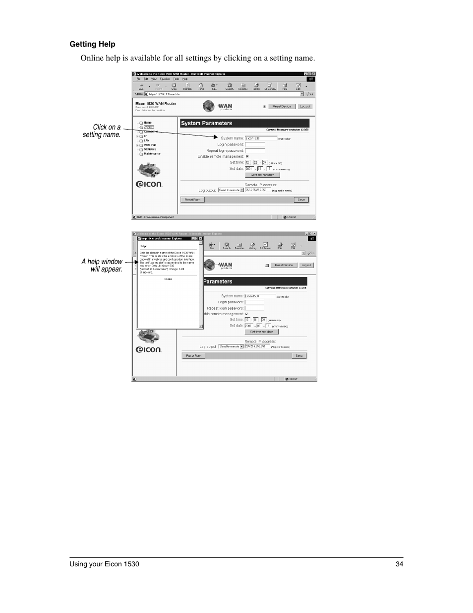 Eicon Networks 1530 User Manual | Page 34 / 162