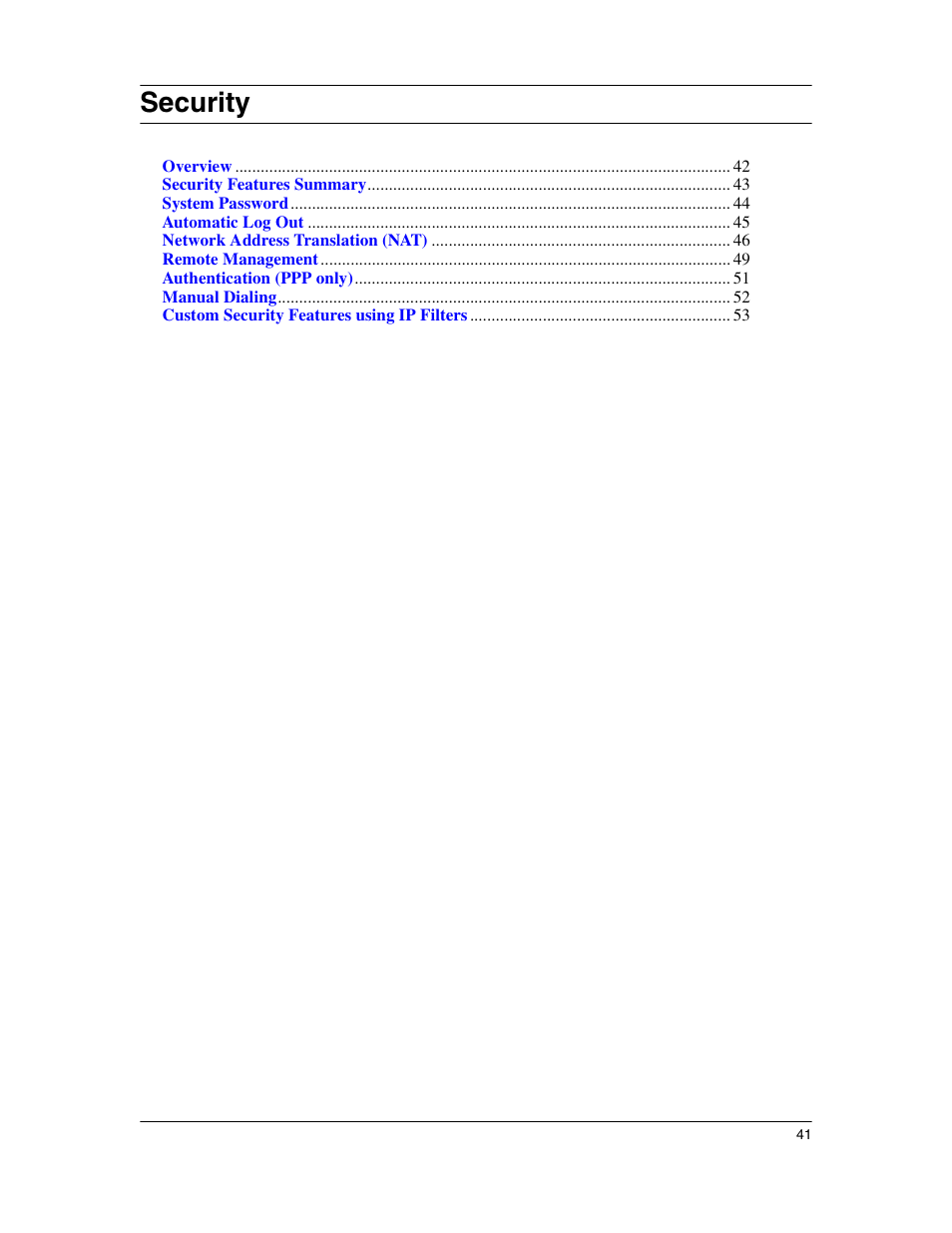 Security | Eicon Networks 1530 User Manual | Page 41 / 162