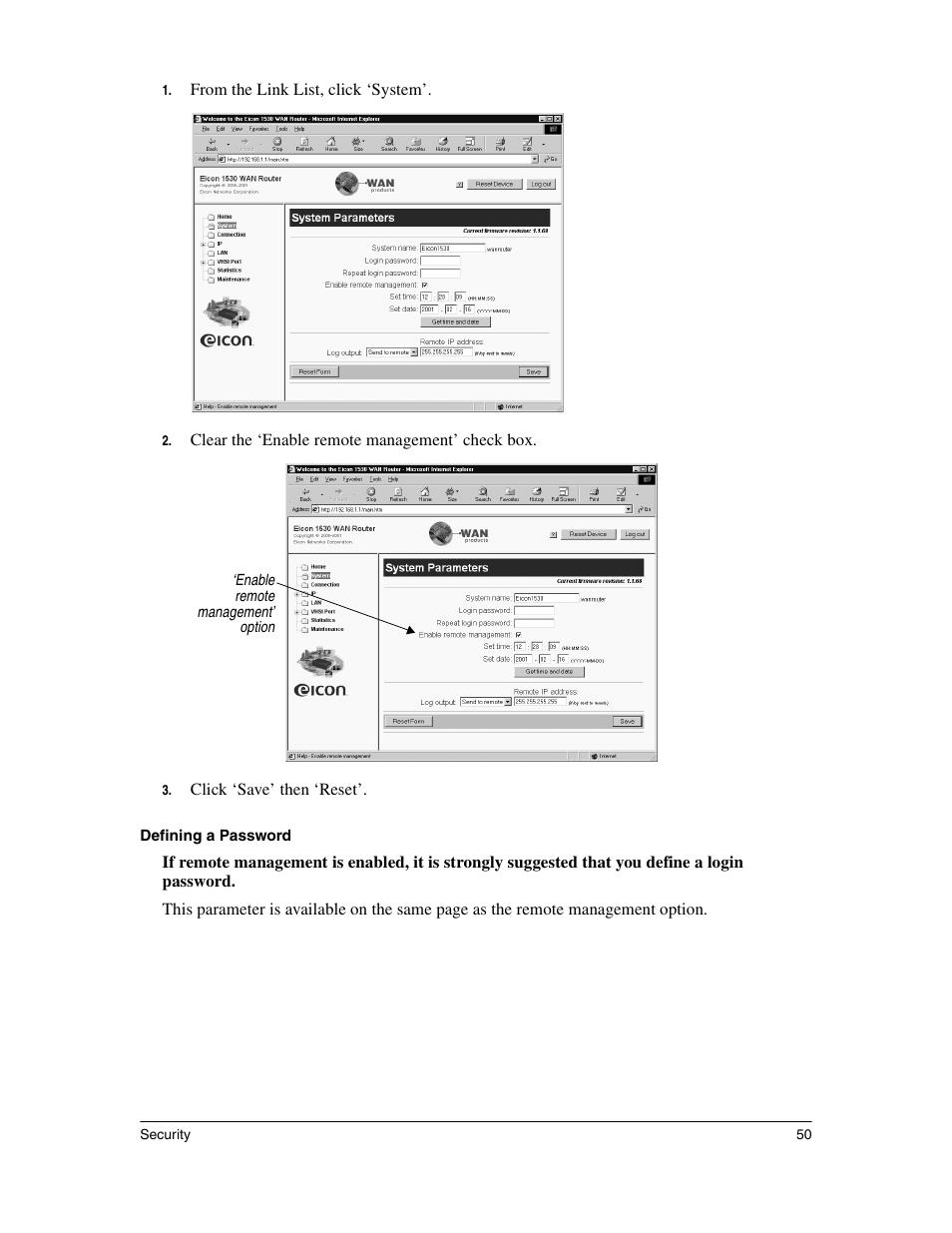 Eicon Networks 1530 User Manual | Page 50 / 162