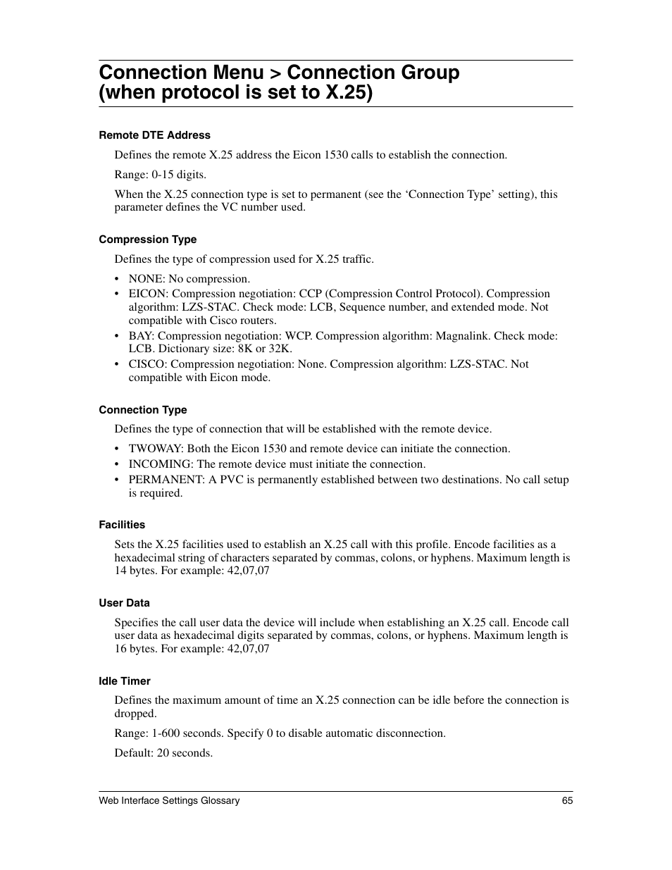 Eicon Networks 1530 User Manual | Page 65 / 162