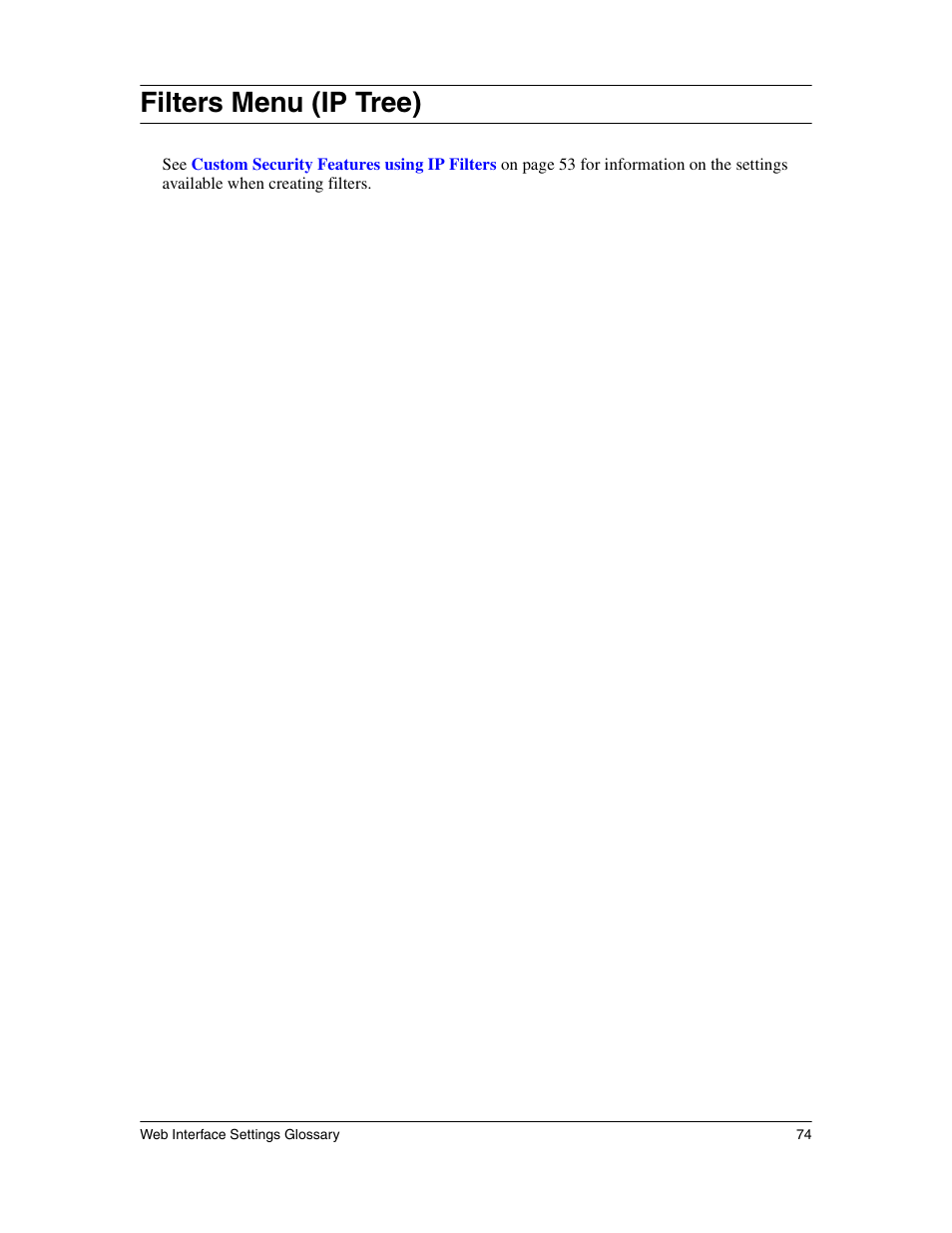 Filters menu (ip tree) | Eicon Networks 1530 User Manual | Page 74 / 162
