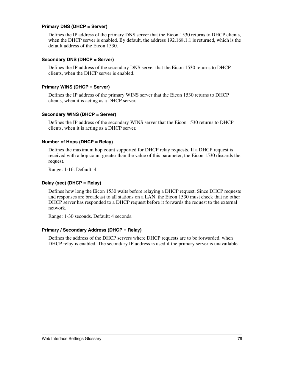 Eicon Networks 1530 User Manual | Page 79 / 162