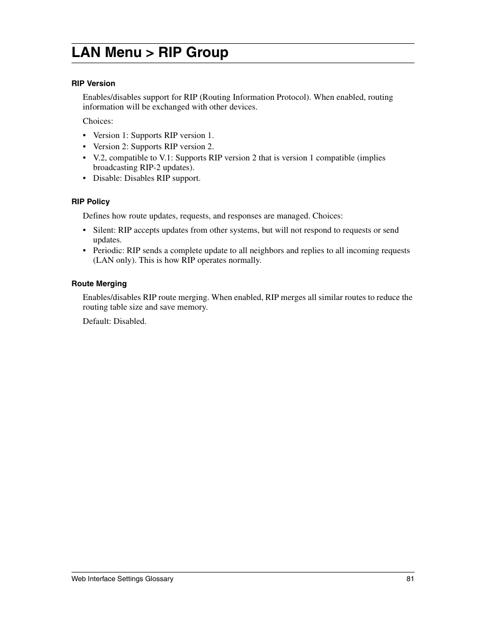 Lan menu > rip group | Eicon Networks 1530 User Manual | Page 81 / 162