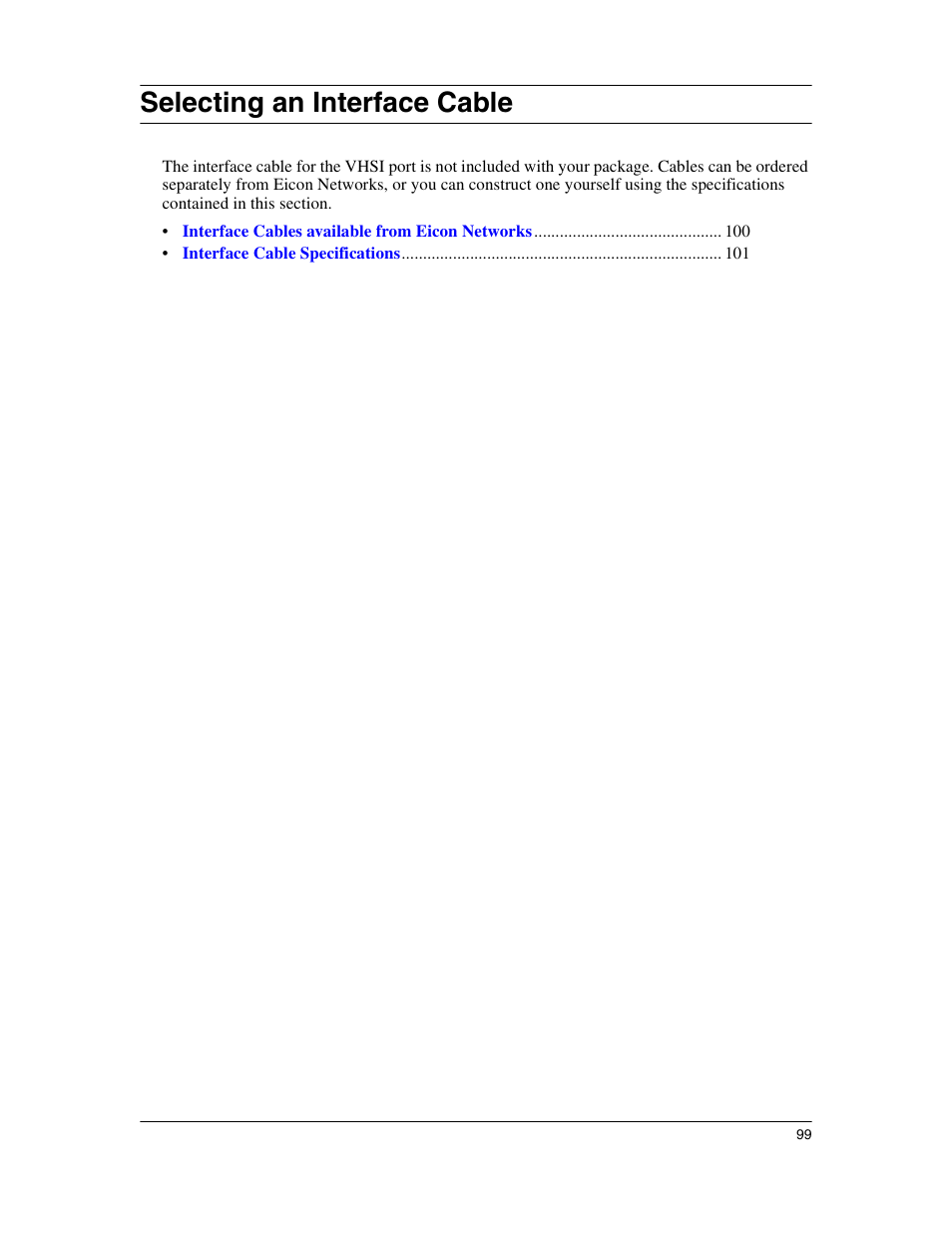 Selecting an interface cable | Eicon Networks 1530 User Manual | Page 99 / 162