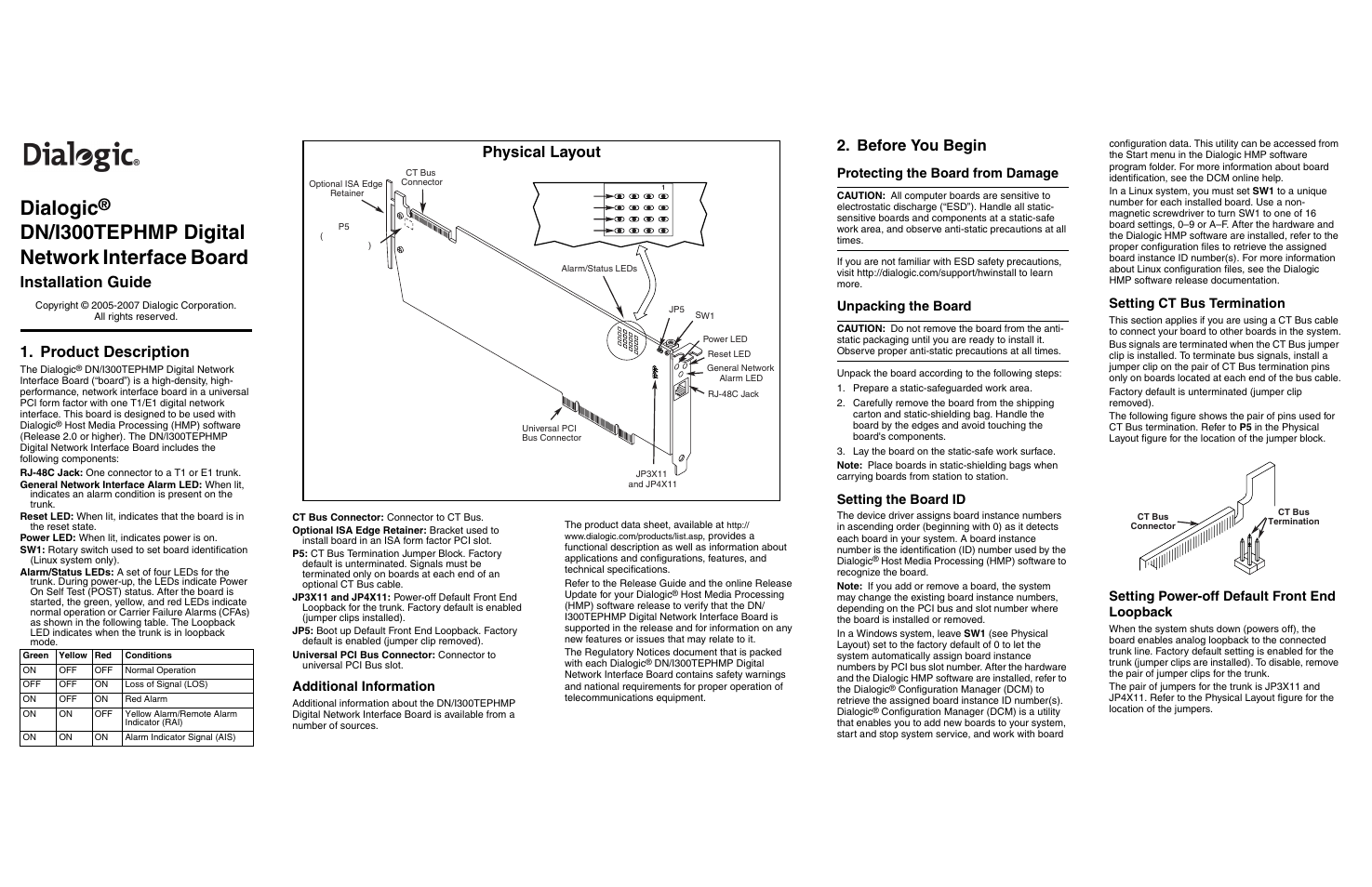 Eicon Networks DN/I300TEPHMP User Manual | 2 pages