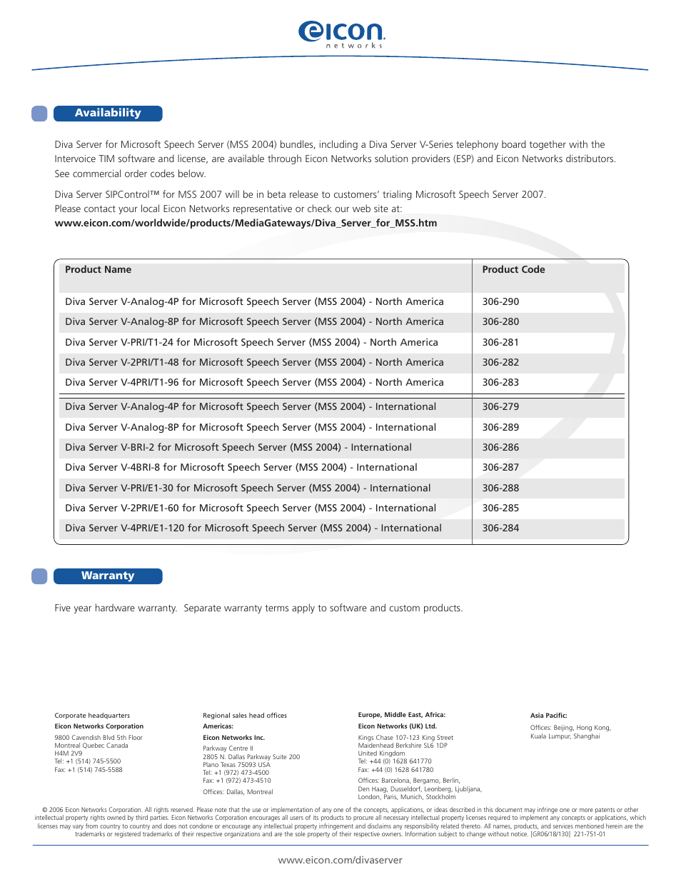 Eicon Networks Speech Server 2004 R2 and Speech Server 2007 Diva Server User Manual | Page 4 / 4