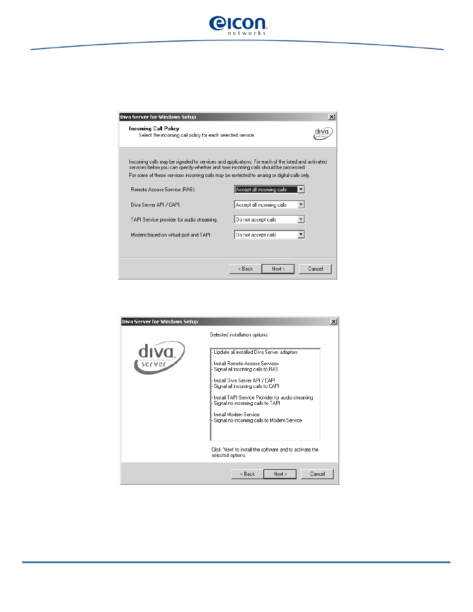 Alled. click ‘next’ and go to | Eicon Networks V8.3 User Manual | Page 29 / 76