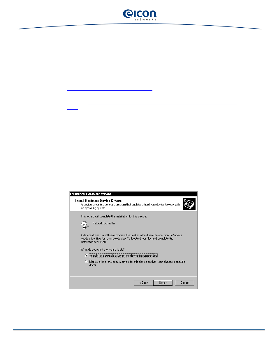 Alling one of the following adapters, see, Installing diva server adapters, Detected as ‘new hardware | Eicon Networks V8.3 User Manual | Page 31 / 76