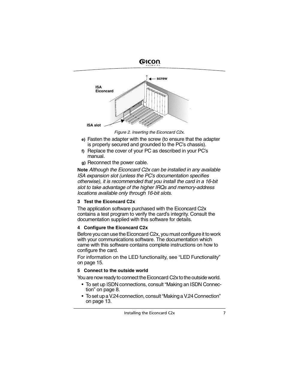 Eicon Networks C2x Family User Manual | Page 7 / 24