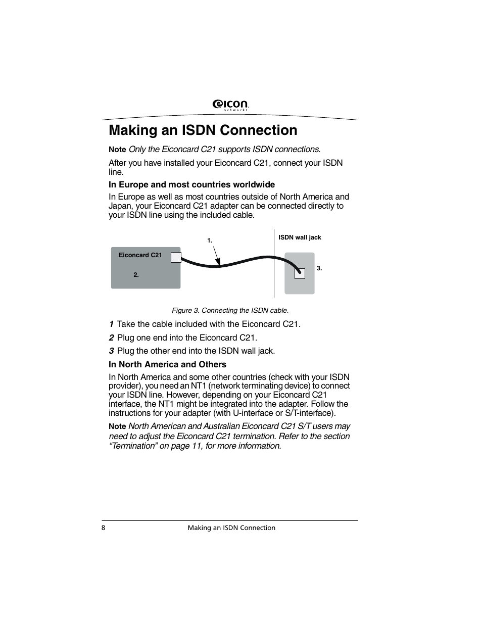 Making an isdn connection, Making an isdn connec | Eicon Networks C2x Family User Manual | Page 8 / 24
