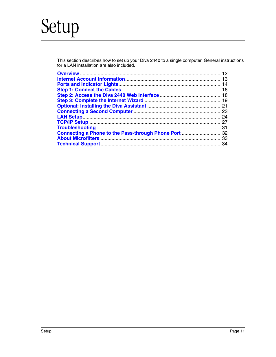 Setup | Eicon Networks Diva 2440 User Manual | Page 11 / 94
