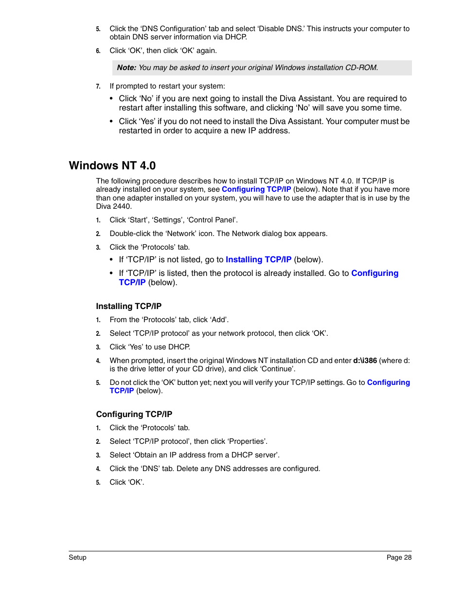 Windows nt 4.0 | Eicon Networks Diva 2440 User Manual | Page 28 / 94