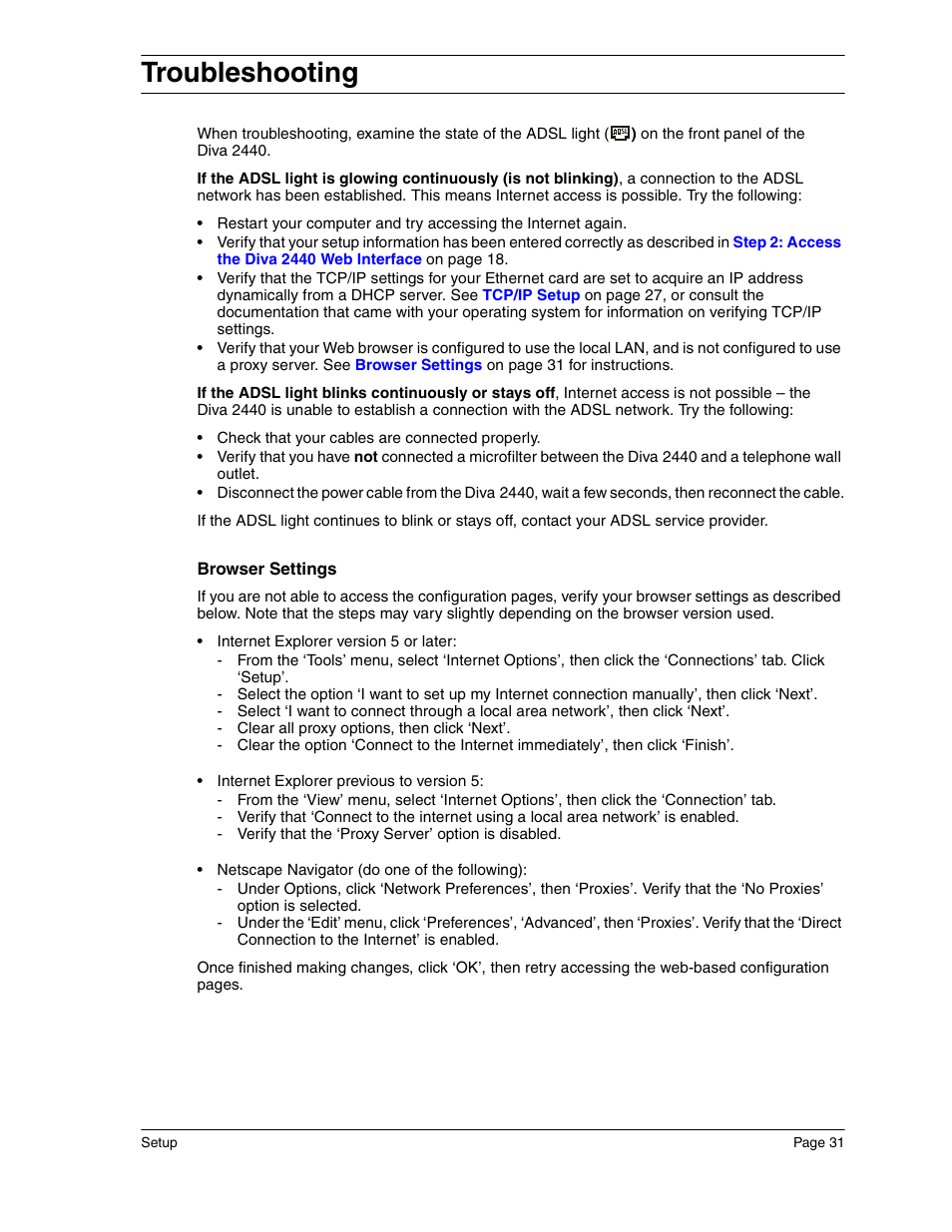 Troubleshooting | Eicon Networks Diva 2440 User Manual | Page 31 / 94