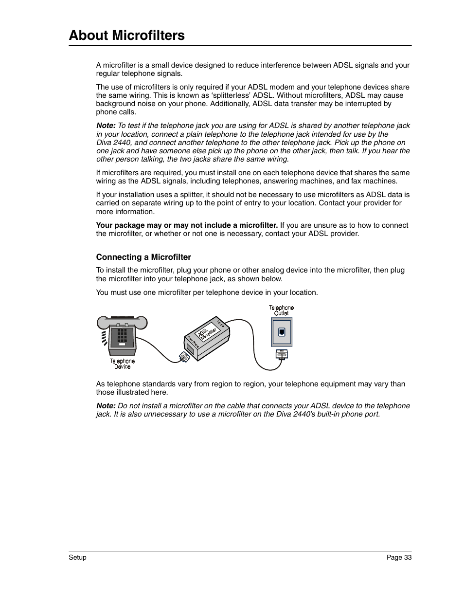 About microfilters | Eicon Networks Diva 2440 User Manual | Page 33 / 94