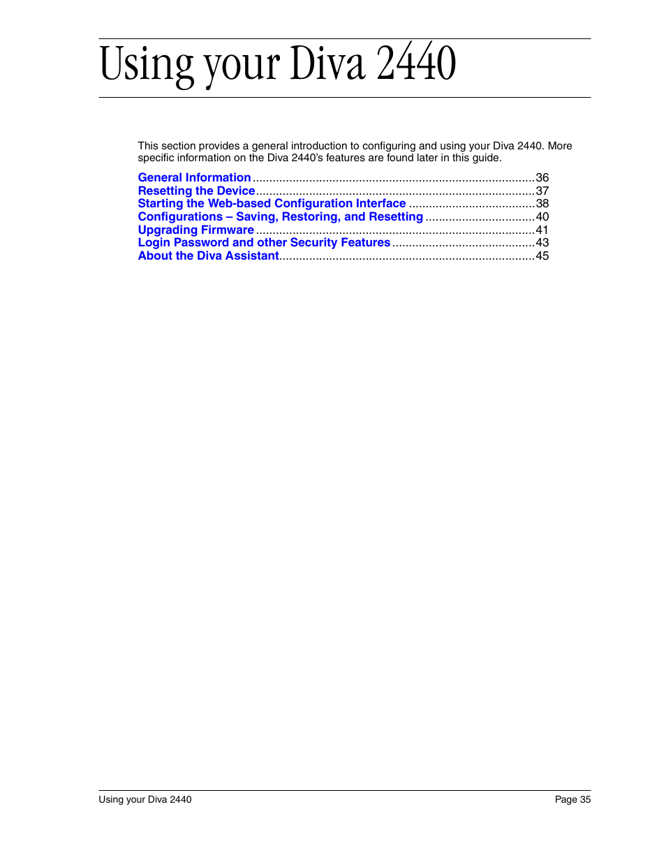 Using your diva2440, Using your diva 2440 | Eicon Networks Diva 2440 User Manual | Page 35 / 94