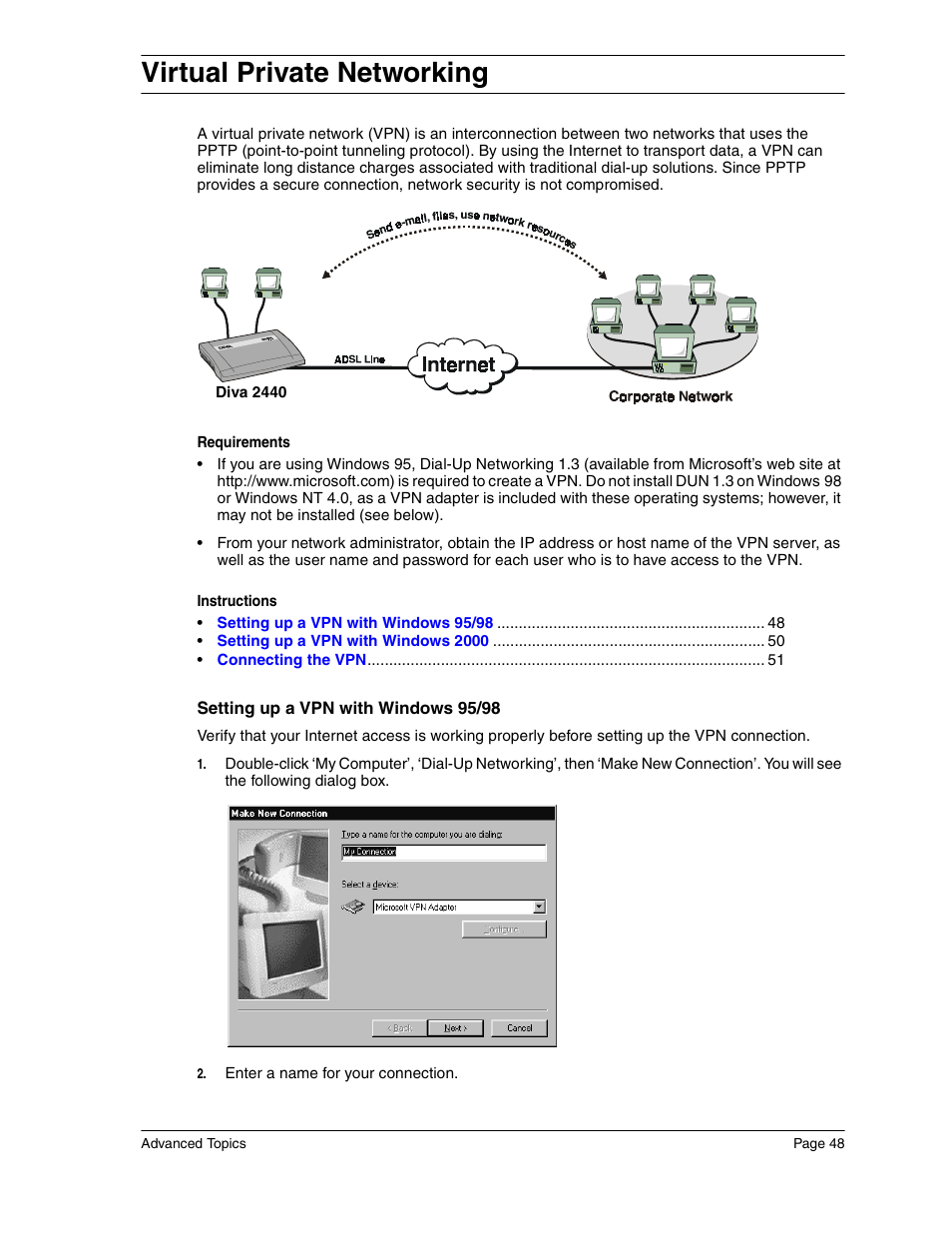 Virtual private networking | Eicon Networks Diva 2440 User Manual | Page 48 / 94