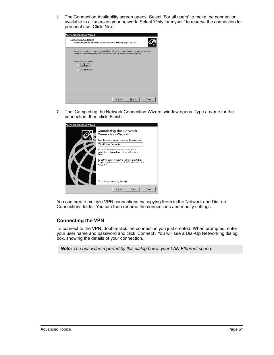 Connecting the vpn | Eicon Networks Diva 2440 User Manual | Page 51 / 94