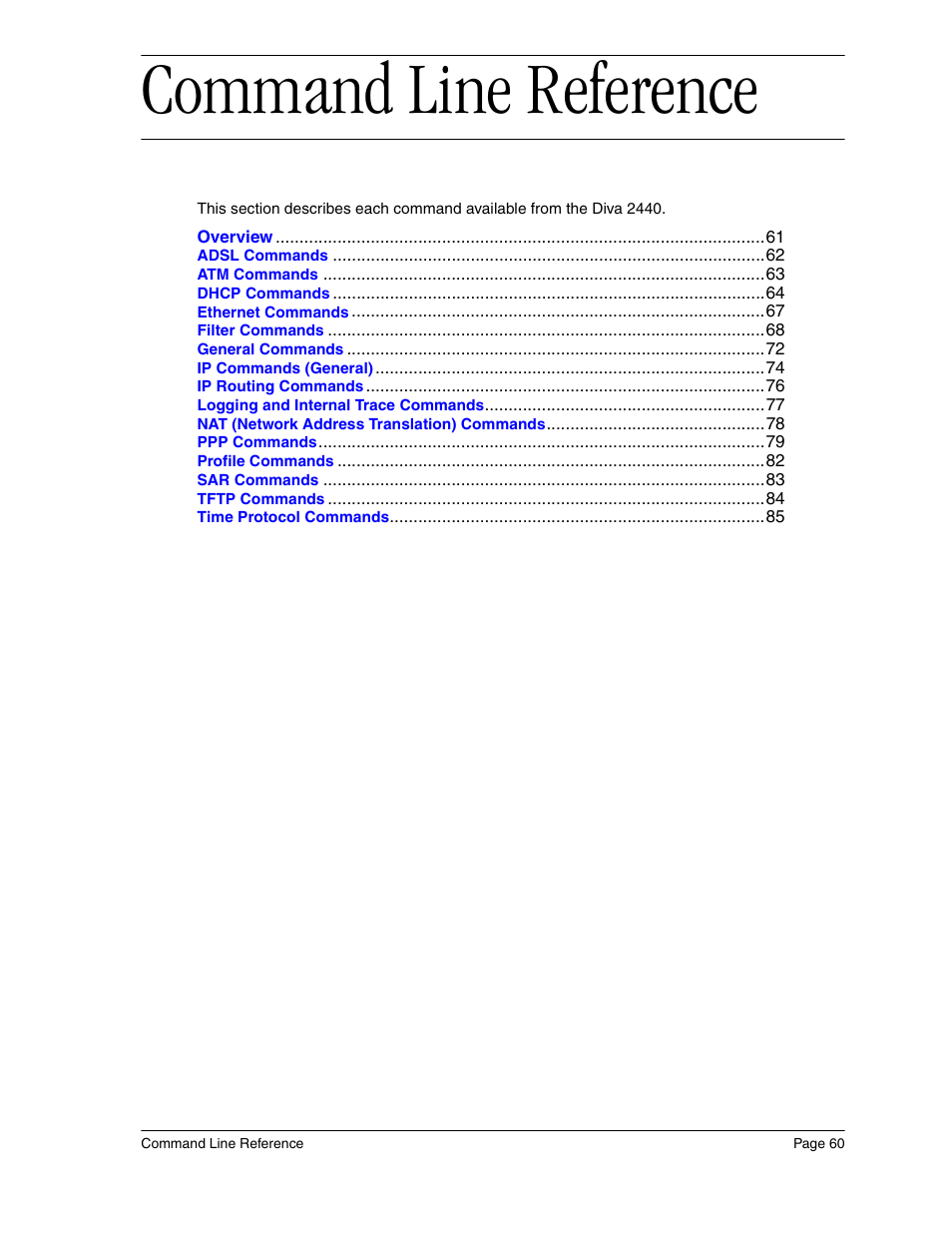 Command line reference | Eicon Networks Diva 2440 User Manual | Page 60 / 94